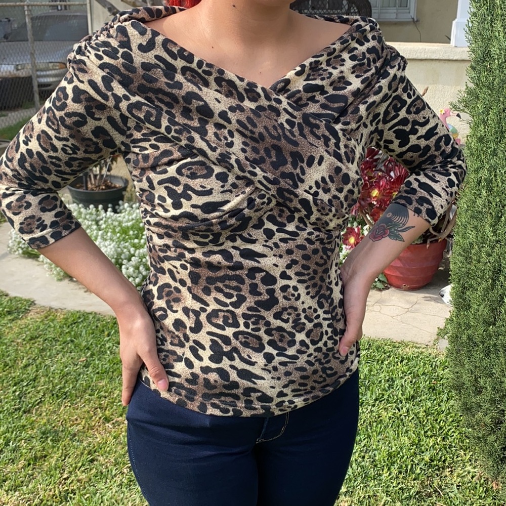 Collectif Leopard Long Sleeve Blouse